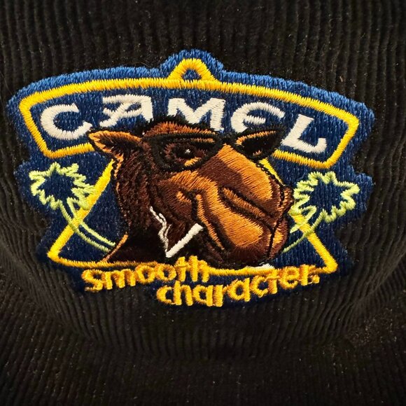 Vintage Joe Camel Corduroy Snapback Hat Smooth Character Black 90s Rare - Picture 1 of 4